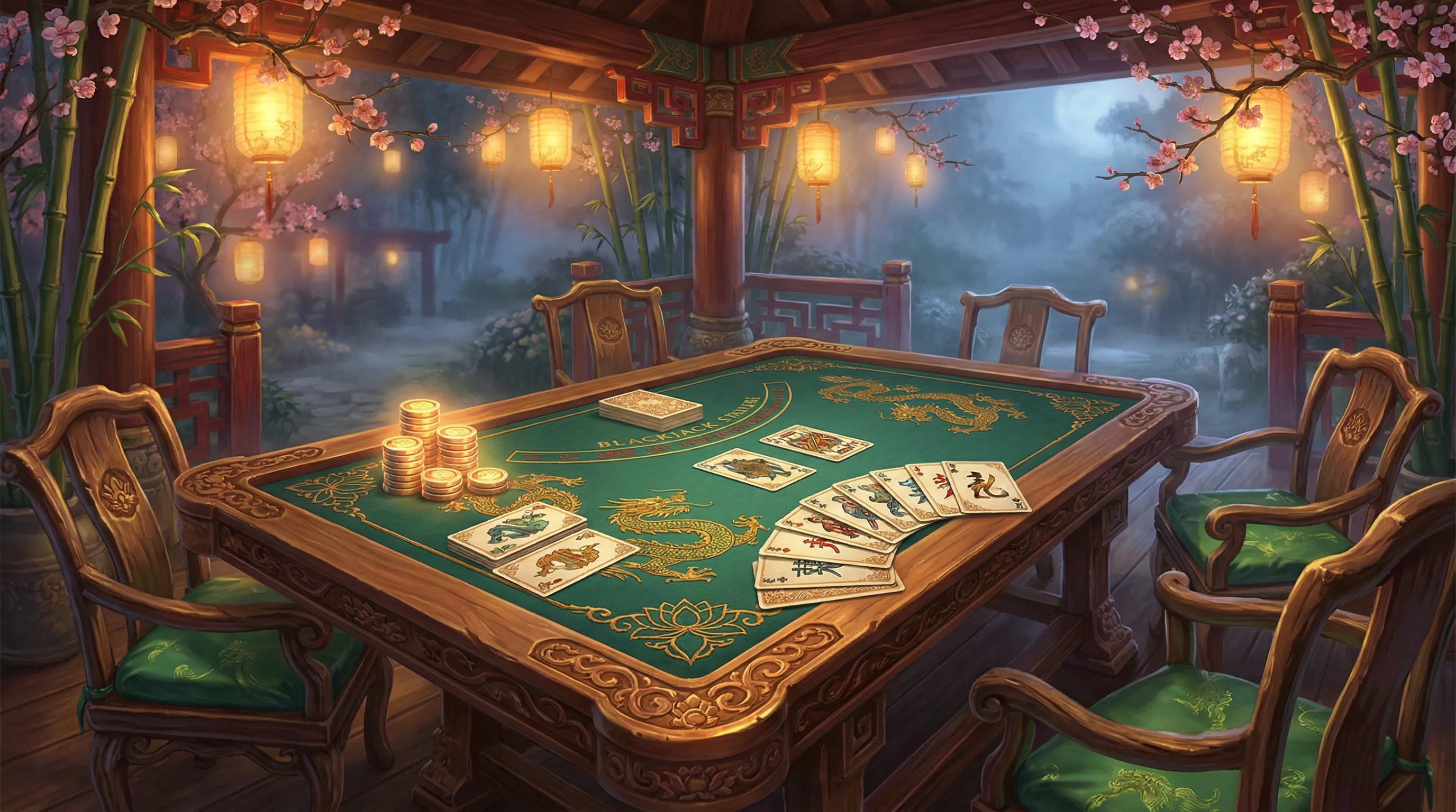 Mesa de blackjack 21 pontos no cassino cncbet